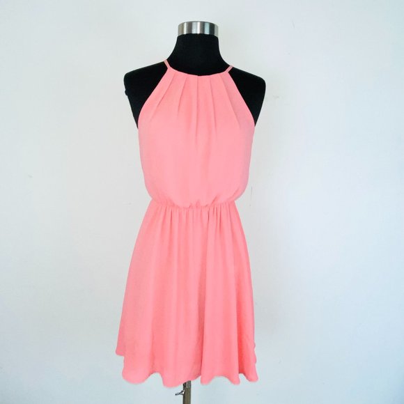 Lush Dresses & Skirts - Lush Blouson Chiffon Skater Dress With Keyhole Closure XS